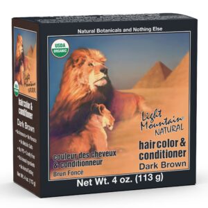 Light Mountain Henna Hair Color & Conditioner - Dark Brown Hair Dye for Men/Women, Organic Henna Leaf Powder and Botanicals, Chemical-Free, Semi-Perma - Image 1