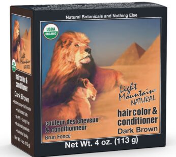 Light Mountain Henna Hair Color & Conditioner – Dark Brown Hair Dye for Men/Women, Organic Henna Leaf Powder and Botanicals, Chemical-Free, Semi-Perma
