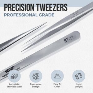 LASHVIEW Lash Tweezer, Vetus Stainless Steel Straight Isolation Eyelash Tweezer, Anti-static Pointed Tweezers for Profissional Grafting Eyelash Extens - Image 2