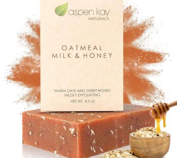 Aspen Kay Naturals Handmade Oatmeal Soap Bar for Face & Body ? Made with Organic Raw Honey, Goats Milk, Organic Shea Butter – Exfoliating Soap ? For A