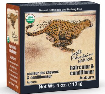 Light Mountain Henna Hair Color & Conditioner – Auburn Hair Dye for Men/Women, Organic Henna Leaf Powder and Botanicals, Chemical-Free, Semi-Permanent