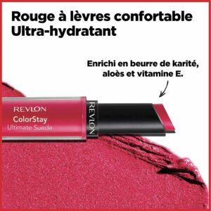 REVLON Lipstick, ColorStay Ultimate Suede Lipstick, High Impact Lip color with Moisturizing Creamy Formula, Infused with Vitamin E, 025 Socialite, 0.0 - Image 7