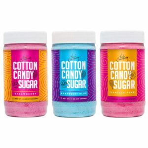 The Candery Cotton Candy Floss Sugar Raspberry Blue, Strawberry, Vanilla Pink Flavors - Includes 50 Premium Cotton Candy Cones (3-Pack 11oz with 50 Co - Image 6