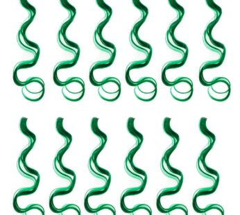 SWACC 12 Pcs Curly Wavy One Color Party Highlights Clip on in Hair Extensions Colored Hair Streak Synthetic Hairpieces (Green)