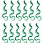 SWACC 12 Pcs Curly Wavy One Color Party Highlights Clip on in Hair Extensions Colored Hair Streak Synthetic Hairpieces (Green)