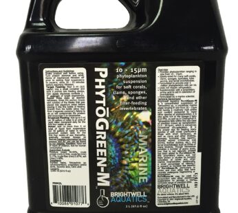 Brightwell Aquatics PhytoGreen-M, 10 – 15 micron phytoplankton suspension for soft corals, clams, sponges, & other filter-feeders, 2 Liter