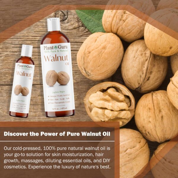 Walnut Oil 16 oz - Cold Pressed 100% Pure Natural - Skin, Body, Face, and Hair Growth Moisturizer. Great For Creams, Lotions, Lip balm and Soap Making - Image 3