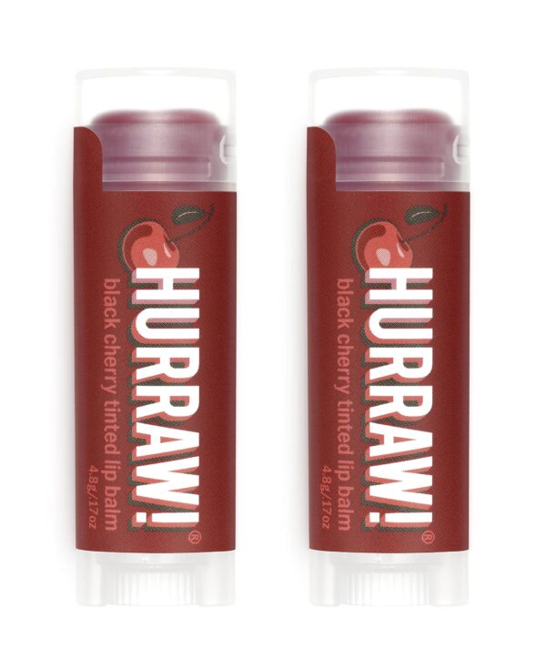 Hurraw! Black Cherry Tinted Lip Balm, 2 Pack: (Sheer Red Tint) Organic, Certified Vegan, Cruelty and Gluten Free. Non-GMO, 100% Natural Ingredients. B