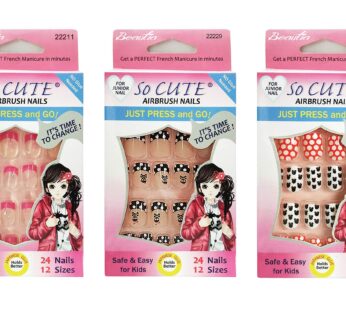 Beautia 3PACK 72Tips So Cute Junior Fake Nails, Sticker Nail for Kids (Pattern 2)