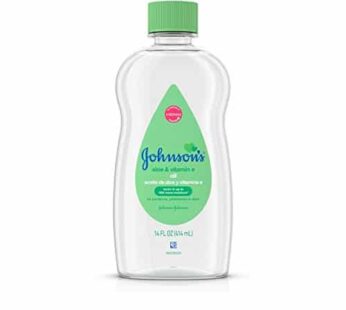 Johnson’s Baby Oil, Mineral Oil Enriched With Aloe Vera and Vitamin E to Prevent Moisture Loss, Hypoallergenic, 14 fl. oz (Pack of 6)