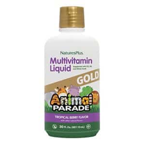 NaturesPlus Animal Parade Source of Life Gold Children's Liquid Multivitamin, 30 OZ - Natural Tropical Berry Flavor - Immune Support Supplement - Organic Whole Foods, Gluten-Free, Vegan - 60 Servings - Image 1