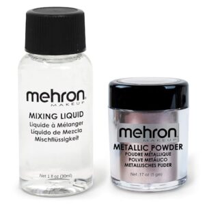 Mehron Makeup Metallic Powder (.17 oz) with Mixing Liquid (1 oz) (LAVENDER) - Image 1