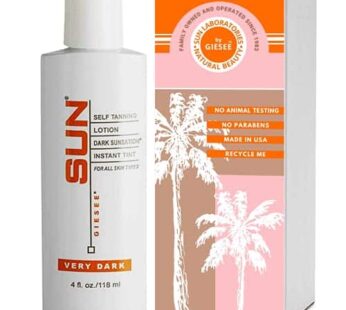 Sun Laboratories By Giesee Dark Sunsation Sunless Tanning Lotion 4 oz – Fragrance-Free, Non-Toxic, Organic Tanning Lotion, Dark Self Tanner, Natural Self Tanning Lotion for Face and Body