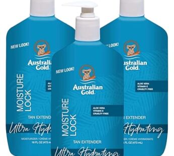 Australian Gold Moist Lock Tan Extender 16 Ounce Pump (473ml) (Pack of 3)
