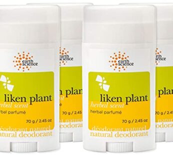 EARTH SCIENCE – All-Natural Aluminum Free Herbal Scented Lichen Plant Deodorant, 2.45 Ounce (Pack of 4)