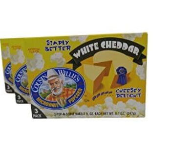 Cousin Willie’s Simply Better White Cheddar Microwave Popcorn (3 Boxes)