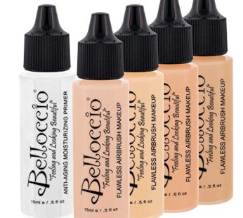 Belloccio Fair Color Shade Foundation Set – Professional Cosmetic Airbrush Makeup in 1/2 oz Bottles