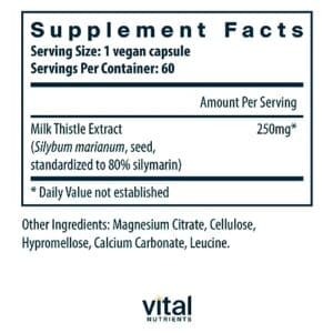 Vital Nutrients Milk Thistle Extract 250mg | Vegan Milk Thistle Supplement for Liver Function & Detox | Antioxidant Support for Glutathione Production | Gluten, Dairy, Soy Free | Non-GMO | 60 Capsules - Image 2