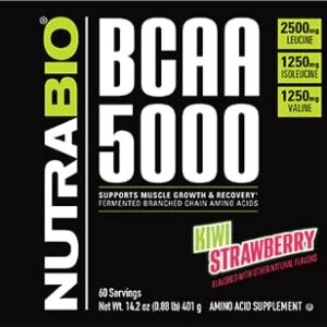 NutraBio BCAA 5000 Powder - Vegan Fermented BCAAs - Supports Lean Muscle Growth, Recovery, Endurance - Zero Fat, Sugar, and Carbs - 60 Servings - Kiwi Strawberry - Image 3