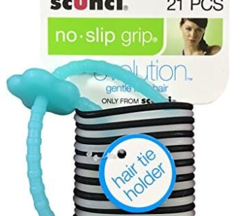 Scunci No-Slip Grip Gel Evolution Ponytailers with Holder,21-Pieces per pack,1-Pack
