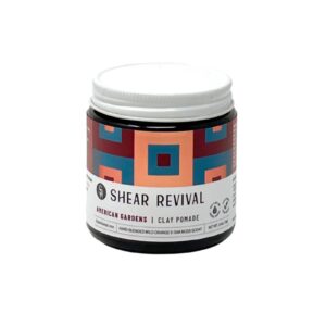 Shear Revival American Gardens Clay Pomade | Matte Paste Professional Hair Styling Wax Strong Hold Molding Sculpting Aloe Based Formula Fullness & Texture Slick Back Look Wild Orange & Oakmoss 3.4oz - Image 1