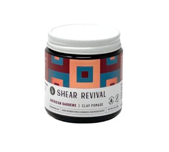 Shear Revival American Gardens Clay Pomade | Matte Paste Professional Hair Styling Wax Strong Hold Molding Sculpting Aloe Based Formula Fullness & Texture Slick Back Look Wild Orange & Oakmoss 3.4oz