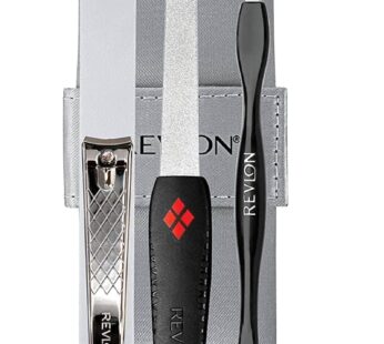 Revlon Manicure Set, Cuticle Trimmer, Nail Clipper, Nail File & Nail Buffer, Nail Care Tools, Smooths & Shapes, Easy to Use, 4 Piece Set