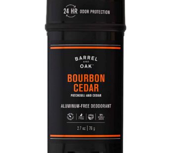 Barrel and Oak – Aluminum-Free Deodorant, Deodorant for Men, Essential Oil-Based Scent, 24-Hour Odor Protection, Cedarwood & Bourbon Aroma, Gentle on Sensitive Skin, Vegan (Bourbon Cedar, 2.7 oz)