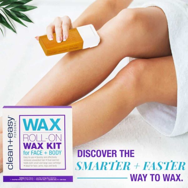Clean + Easy Personal Roll-On Waxer Kit Set Easy Hair Removal At Home Waxing Machine Device (120V) - Image 2