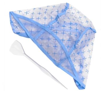 Colortrak 48 Disposable Caps with 4 Needles Kit for Tipping, Hair Color and Highlighting, Lined Cap with Neck Protector Minimizes Color Bleeding, Pull-Out Visor Protects Face – Blue
