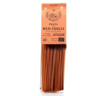 Morelli Red Chilli Linguine Pasta – Red Pepper Pasta with Wheat Germ – Italian Pasta from Italy – Naturally Flavored Pasta – Gourmet Pasta – NON GMO – ORGANIC – 8.8oz (250g)