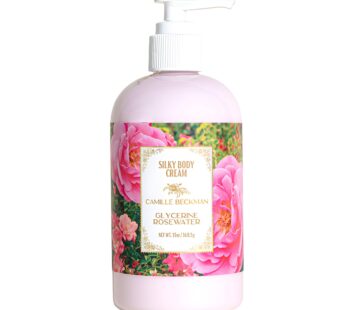 Camille Beckman Glycerine Rosewater Scented Silky Body Cream, Daily Moisturizer for All Skin Types | Non-Greasy Vegan Formula to Nourish and Soften Hands and Body, 13 Ounce