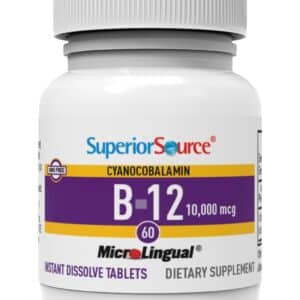 Superior Source No Shot Vitamin B12 Cyanocobalamin 10000 mcg, Quick Dissolve MicroLignual Tablets, 60 Count B12 Supplement to Increase Metabolism and Energy Production, Nervous System Support, Non-GMO - Image 3