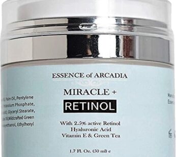 Essence of Arcadia Retinol Moisturizer Cream 2.5% for Face & Eye Area – Anti-Aging Formula with Hyaluronic Acid, Vitamin E, Green Tea – 1.7 Fl Oz