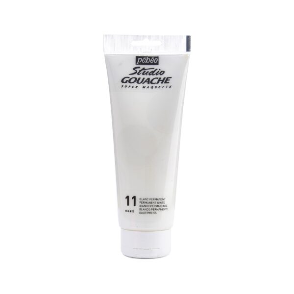 PEBEO Studio Gouache Fluid Paint, Velvet Matte Formula, 220 ml Bottle - Permanent White