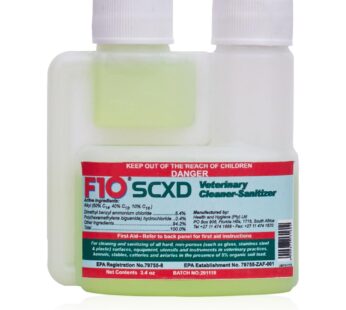 F10 SCXD Concentrated Veterinary Disinfectant & Cleaner with Soap for Kennels, Litter Box, Cage, Terrariums, Habitats, Vet Practices – 100 ml (3.4oz)