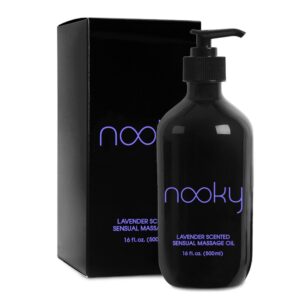 Nooky Lavender Massage Oil. with Essential and Jojoba Oils for Therapeutic Massaging 16 Ounce. - Image 1