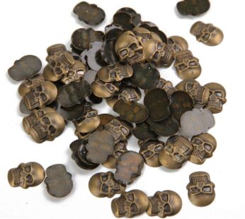 BEADSLAND Hotfix Skull Studs,12mmx16mm Flat Back Iron On Skull Flatback Glue 100pcs (Antic Bronze)