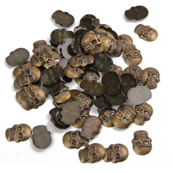 BEADSLAND Hotfix Skull Studs,12mmx16mm Flat Back Iron On Skull Flatback Glue 100pcs (Antic Bronze)