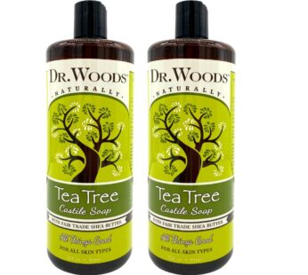 Dr. Woods Pure Tea Tree Liquid Castile Soap with Organic Shea Butter, 32 Ounce (Pack of 2)