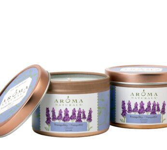 Aroma Naturals Tin Candle Lavender Essential Oil Natural Soy Scented, Tranquility, 2 Count