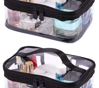 Louise Maelys 2 Pieces Portable Clear Makeup Bag Zipper Waterproof Transparent Travel Storage Pouch Organizer Cosmetic Toiletry Bag With Handle