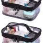 Louise Maelys 2 Pieces Portable Clear Makeup Bag Zipper Waterproof Transparent Travel Storage Pouch Organizer Cosmetic Toiletry Bag With Handle