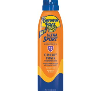 Banana Boat Sport Ultra SPF 15 Sunscreen Spray, 6oz | Banana Boat Sunscreen Spray SPF 15, Oxybenzone Free Sunscreen, Clear Sunscreen Sunblock, Spray On Sunscreen, Water Resistant Sunscreen, 6oz