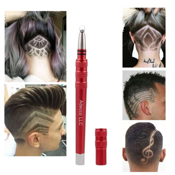 AHIER Hair Razor Pen, Hair Tattoo Trim Styling Face Eyebrow Shaping Device, Engraved Pen with 20 Blades, DIY Hair Styling Eyebrows Beards Razor Tool (pen with blade) - Image 6