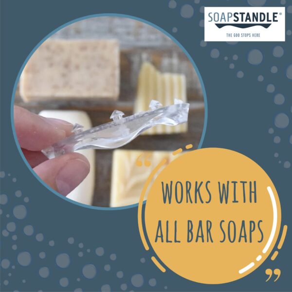 SoapStandle Bar Soap Gripper No Goo or Mess Soap Holder for Bath and Showers - Made from Post-Consumer Plastic, Handy, 2-Pack, Clear - Image 6