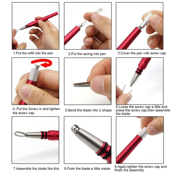 AHIER Hair Razor Pen, Hair Tattoo Trim Styling Face Eyebrow Shaping Device, Engraved Pen with 20 Blades, DIY Hair Styling Eyebrows Beards Razor Tool (pen with blade) - Image 7