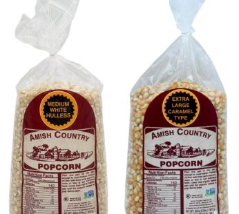 Amish Country Popcorn | 2-2 lb Bags | 2 lb Medium White and 2 lb Extra Large Caramel Type Popcorn Kernels Bundle | Old Fashioned, Non-GMO and Gluten Free