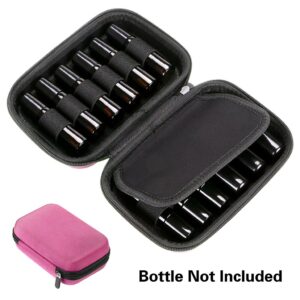 Hipiwe Hard Shell Essential Oil Carrying Case Holds 12 Bottles (Can hold 5ml, 10ml, &10ml Rollers) Travel Size Essential Oils Bag Organizer (Pink) - Image 8