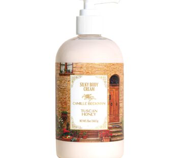 Camille Beckman Tuscan Honey Scented Silky Body Cream, Daily Moisturizer for All Skin Types | Non-Greasy Vegan Formula to Nourish and Soften Hands and Body, 13 Ounce